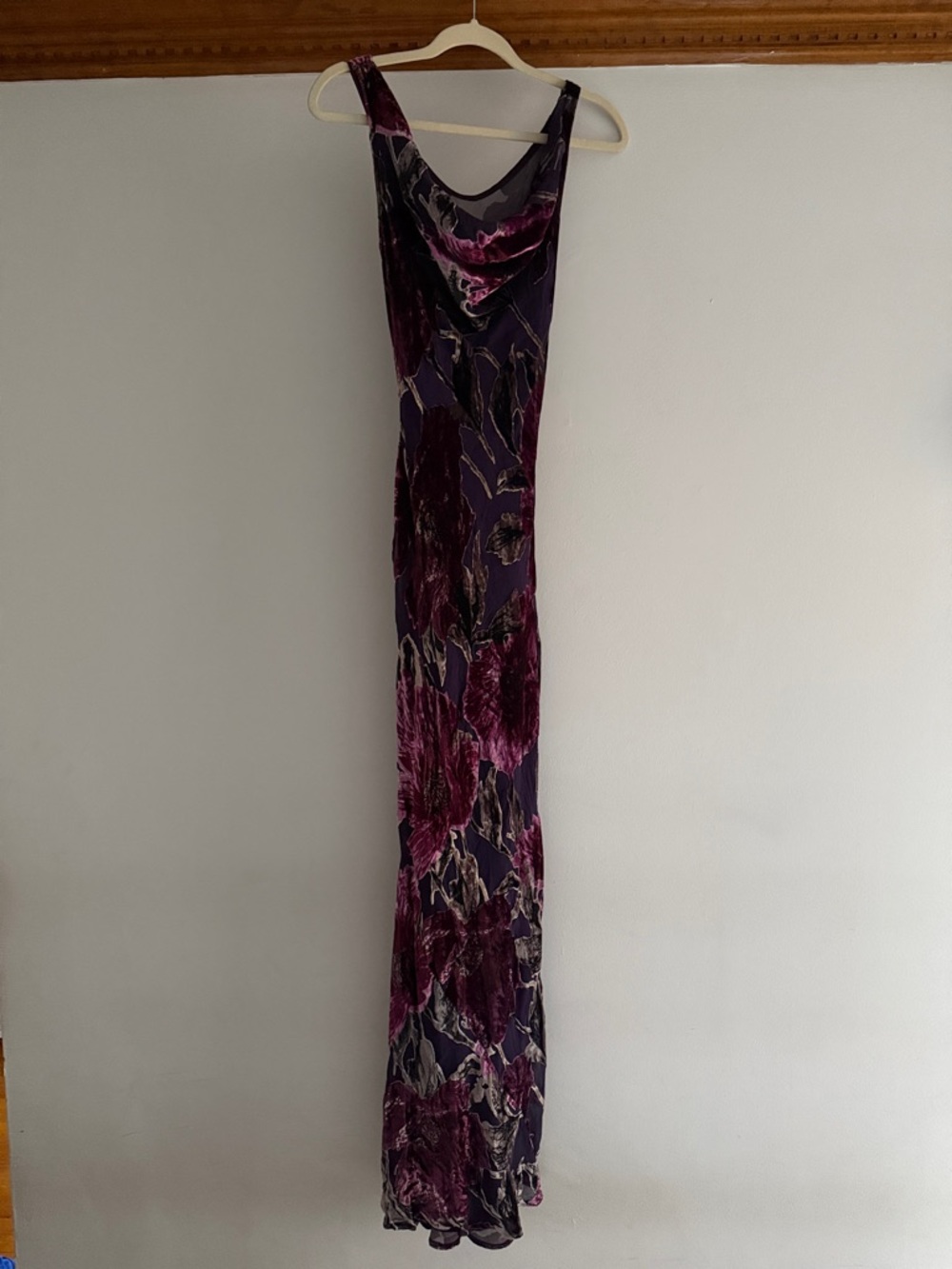 Vintage Cache Purple Floral Velvet Maxi Slip Dress